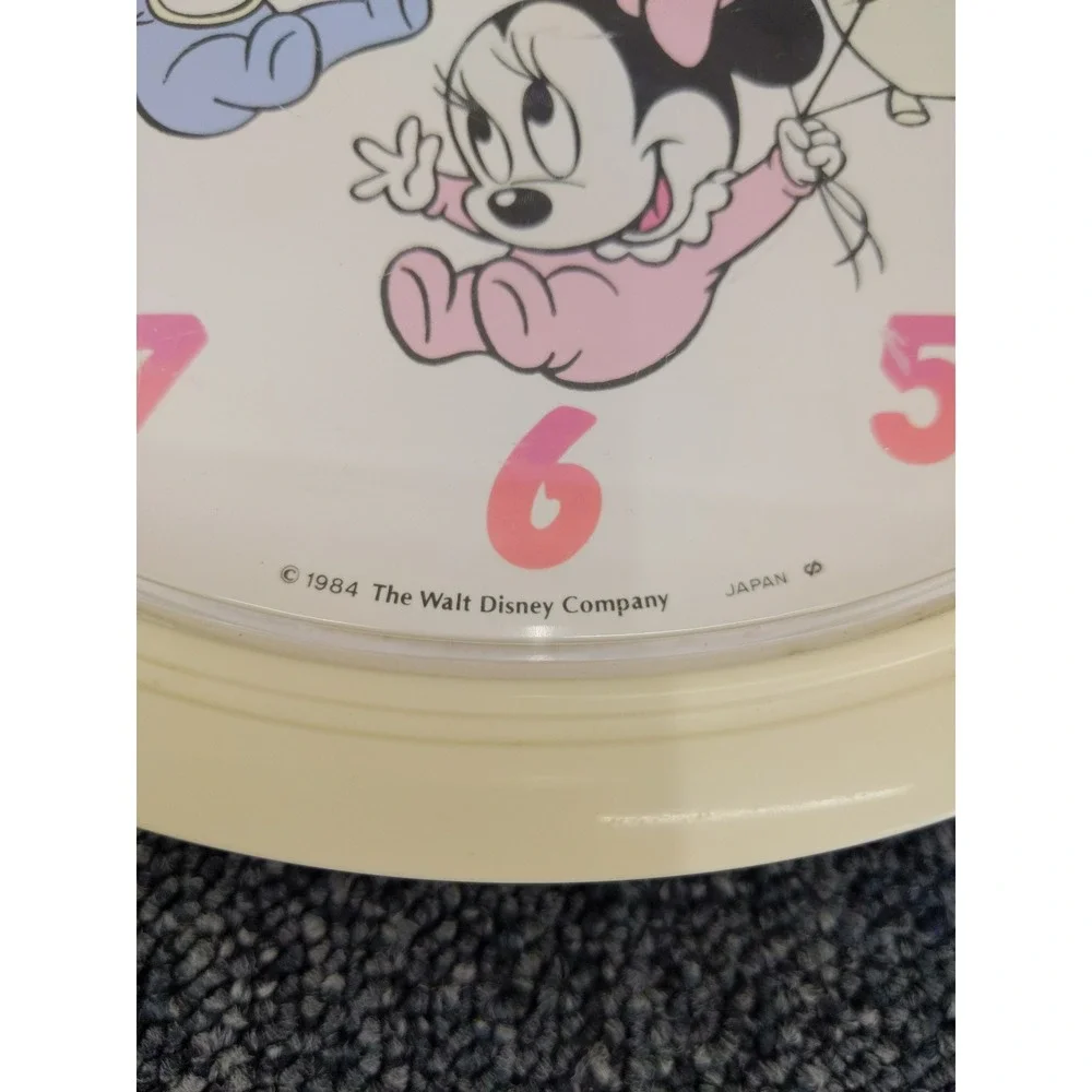 Vintage 1984 Lorus Wall Clock Walt Disney Baby Mickey Minnie Mouse